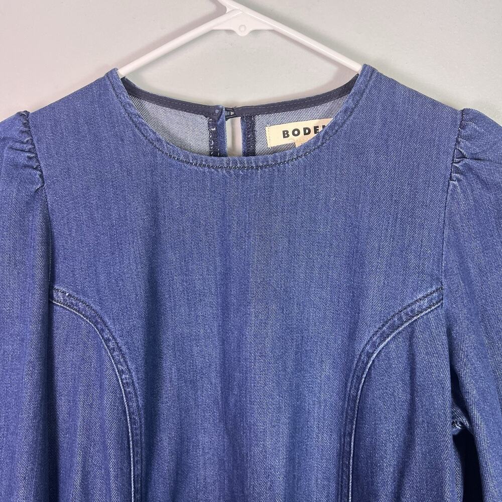Boden denim Dress Sz 6 Blouson Shift Tencel Chambray Long Sleeve Babaydoll Sprin - Picture 7 of 14